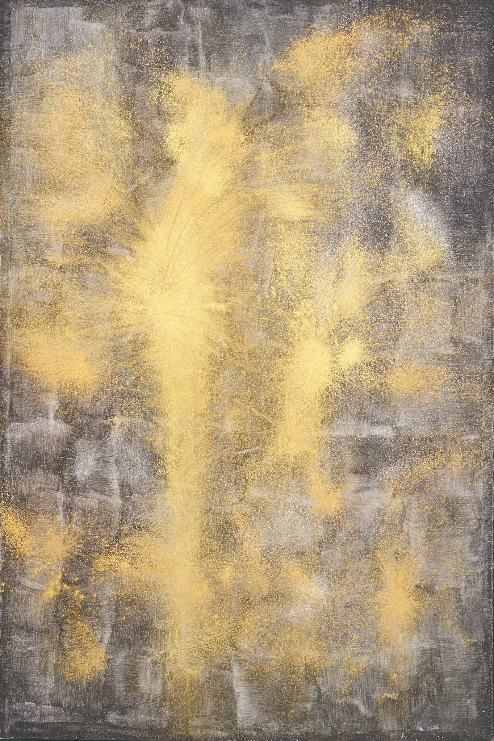 Gold powders, black glitter on blackish background